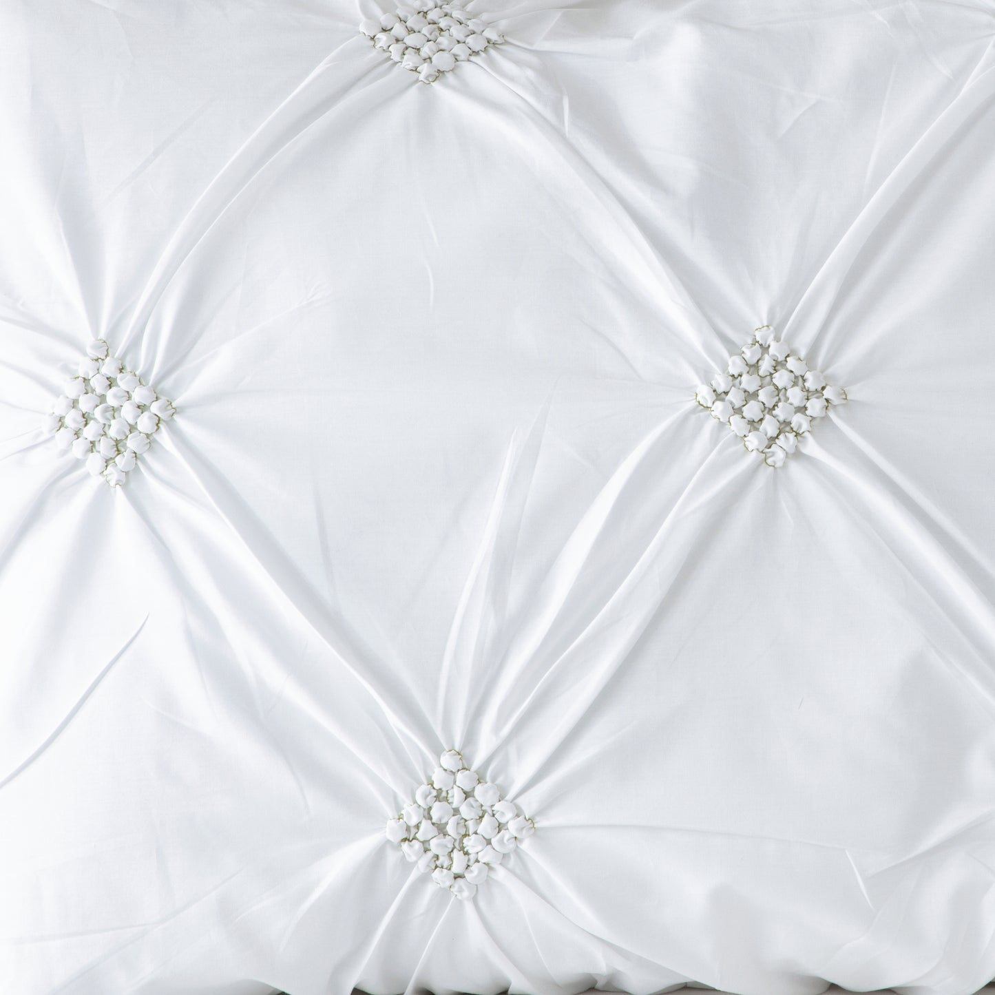 DIAMOND RHAPSODY 200 TC PERCALE 100% ORGANIC COTTON EMBROIDERED DUVET COVER SET - WHITE