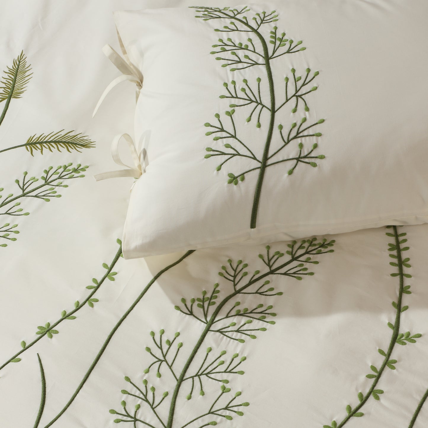 PALMA PERCALE 100% COTTON ORGANIC EMBROIDERED DUVET COVER SET