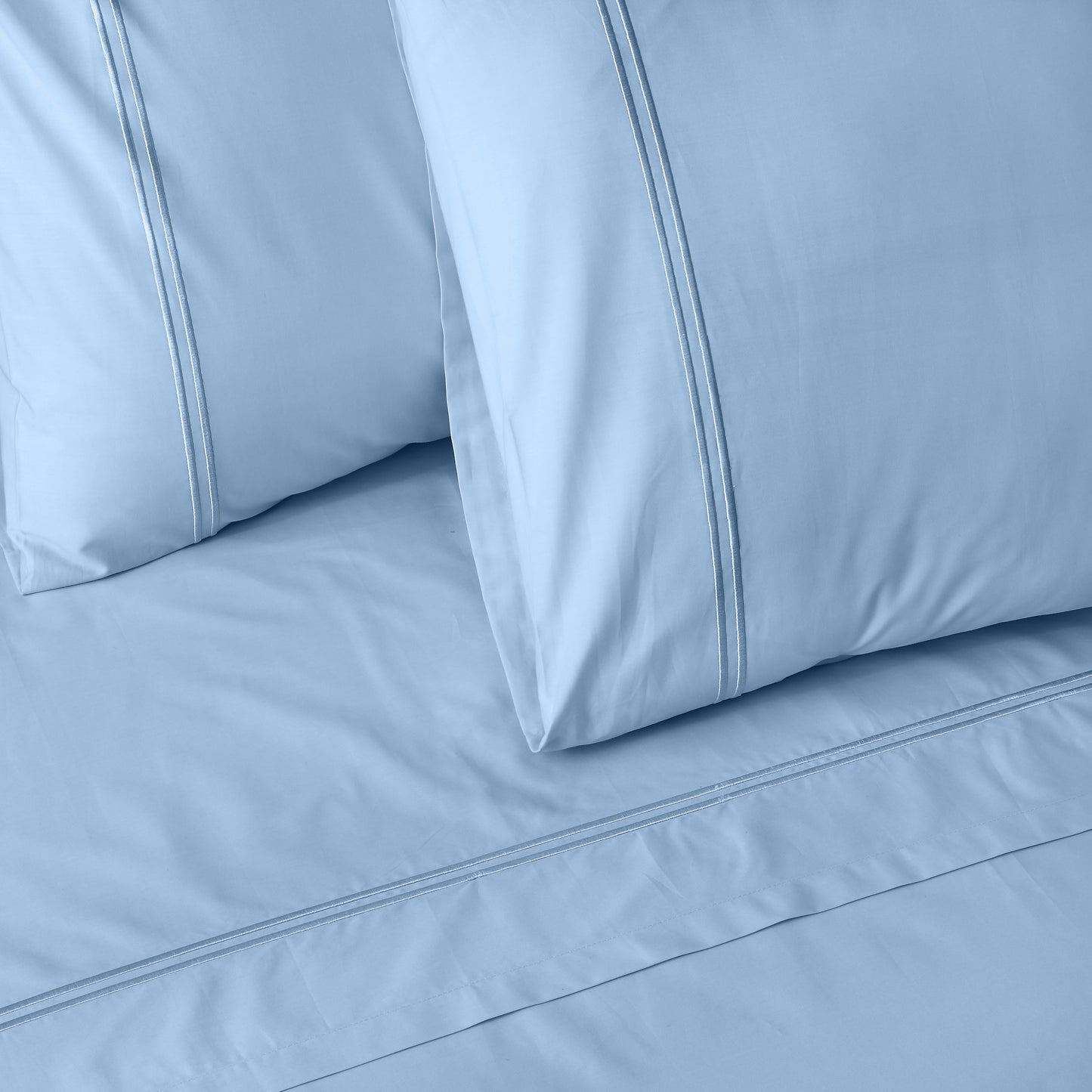 200TC ORGANIC COLOURED EMBROIDERED SHEET SET - ESTATE BLUE