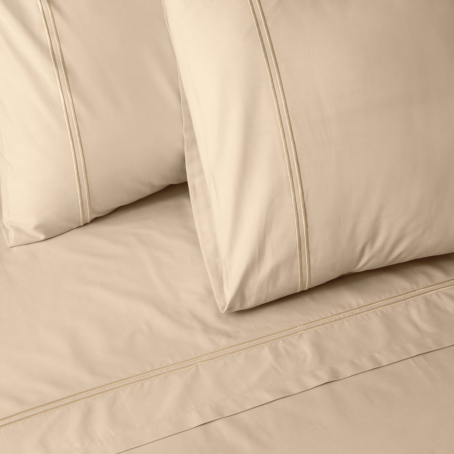 200TC ORGANIC COLOURED EMBROIDERED SHEET SET - HUMMUS