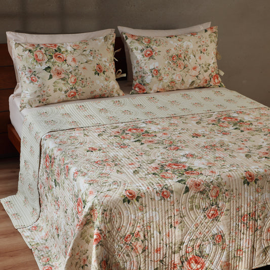 ROSETTE COTTON PERCALE REVERSIBLE DOHAR SET