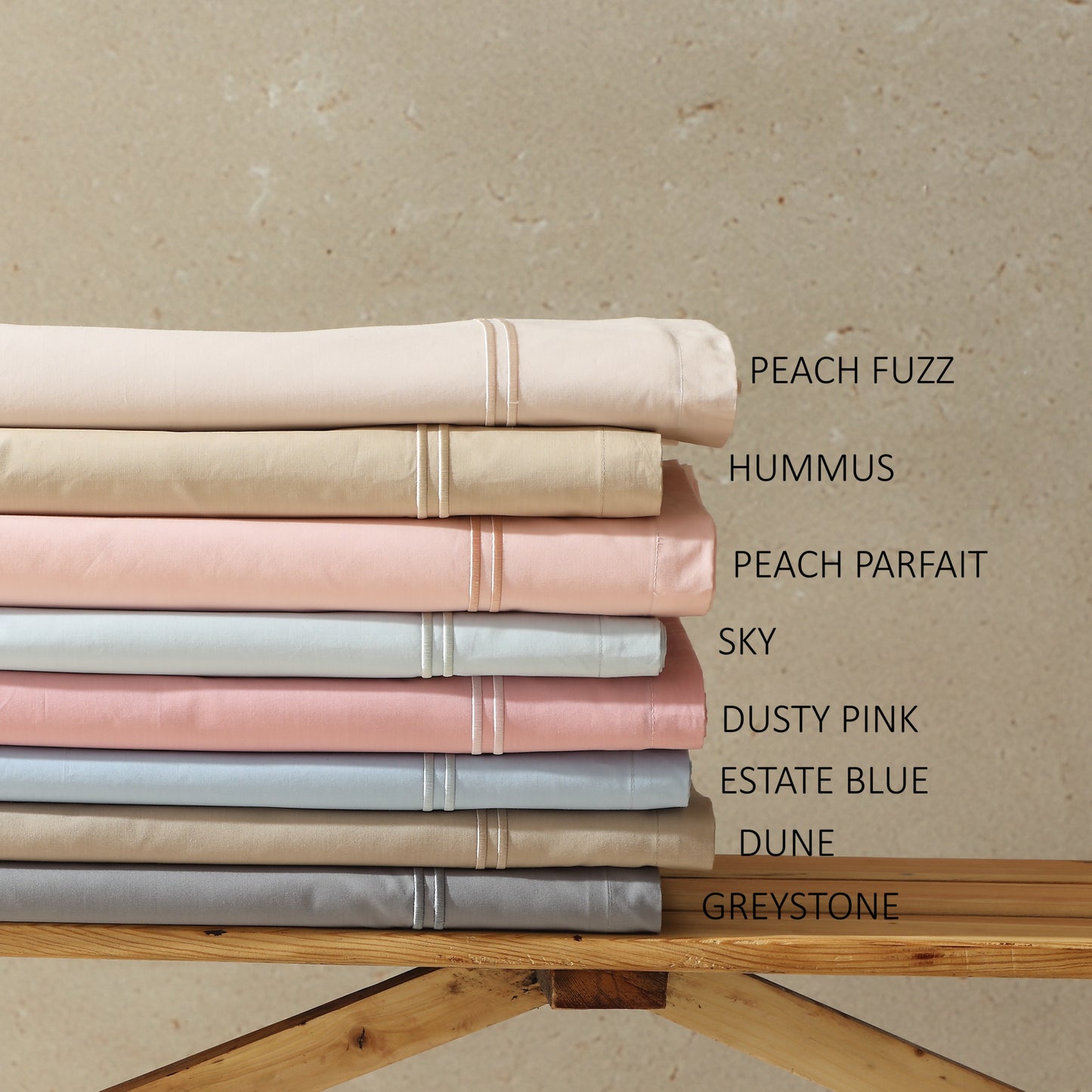 200TC ORGANIC COLOURED EMBROIDERED SHEET SET - PEACH FUZZ