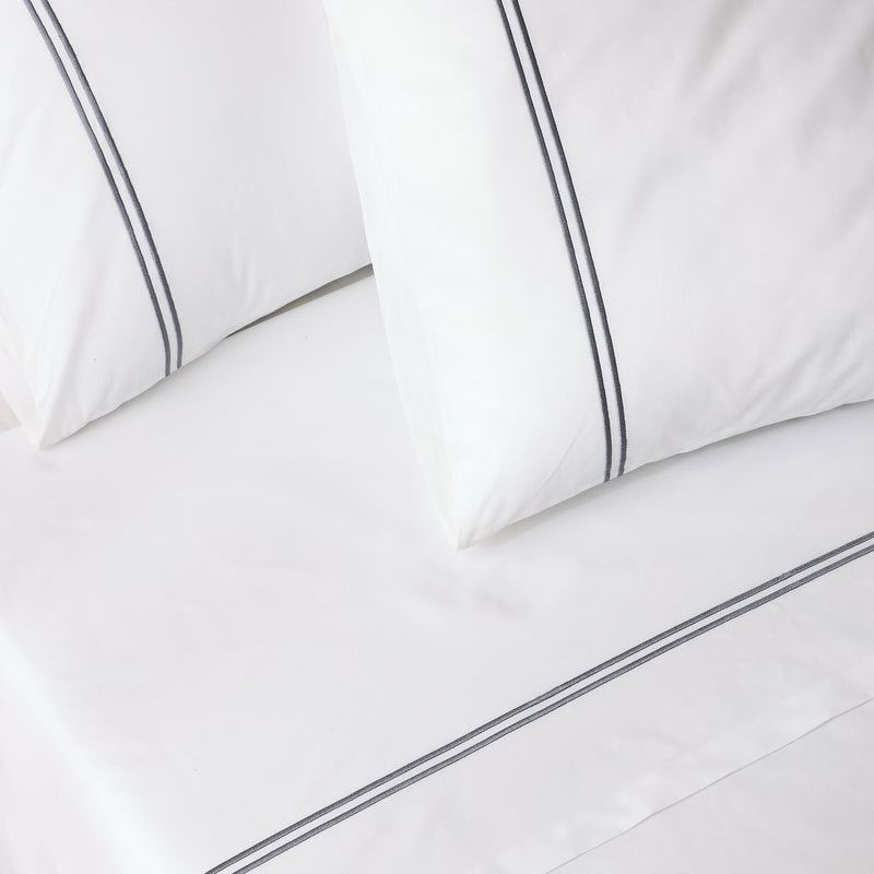 Embroidered White Organic Cotton Sheet Sets