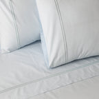 200TC ORGANIC COTTON COLOURED EMBROIDERED SHEET SET - SKY