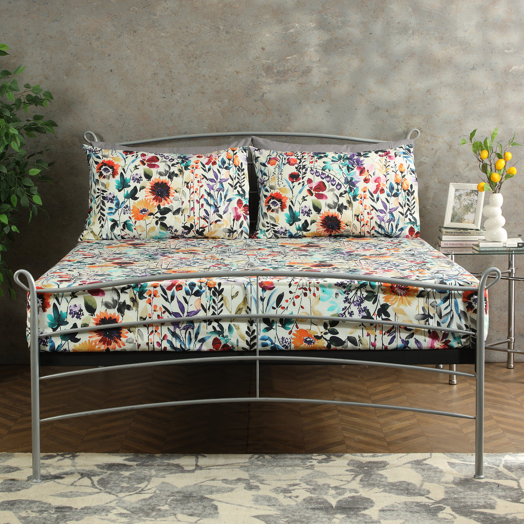 200TC PERCALE ORGANIC PRINTED SHEET SET - FLORAL BURST