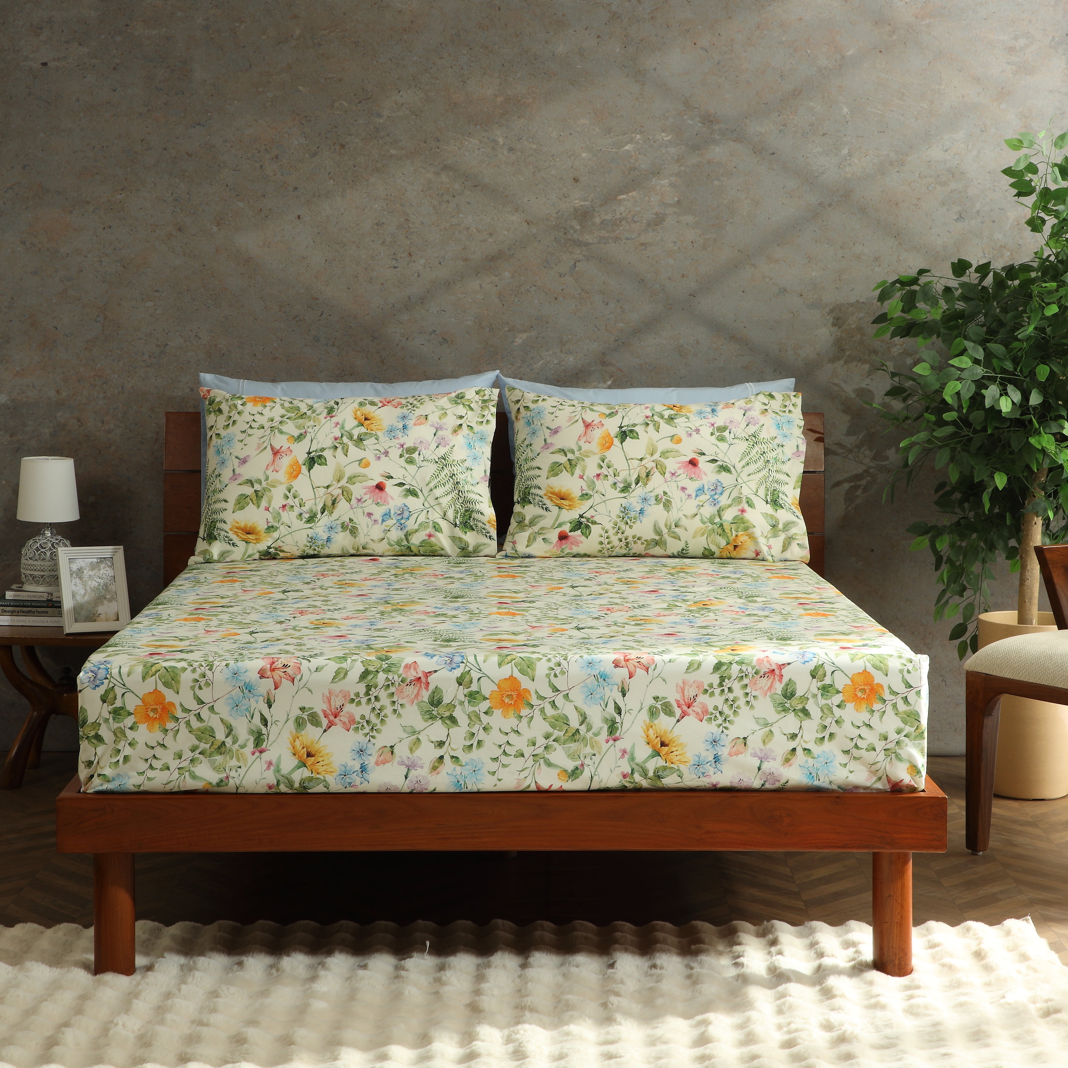 200TC PERCALE ORGANIC PRINTED SHEET SET - GARDEN WALK