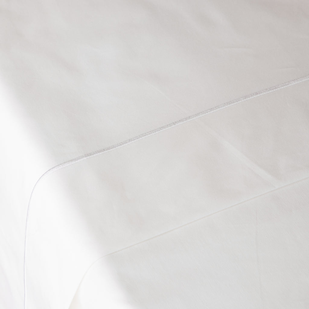 600TC 100% ORGANIC COTTON EMBROIDERED SHEET SET - WHITE