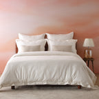Ivory 600TC organic cotton duvet cover set – silky long-staple cotton with marrow embroidery on three sides and cord embroidery on Oxford pillowcases, Whites of London India