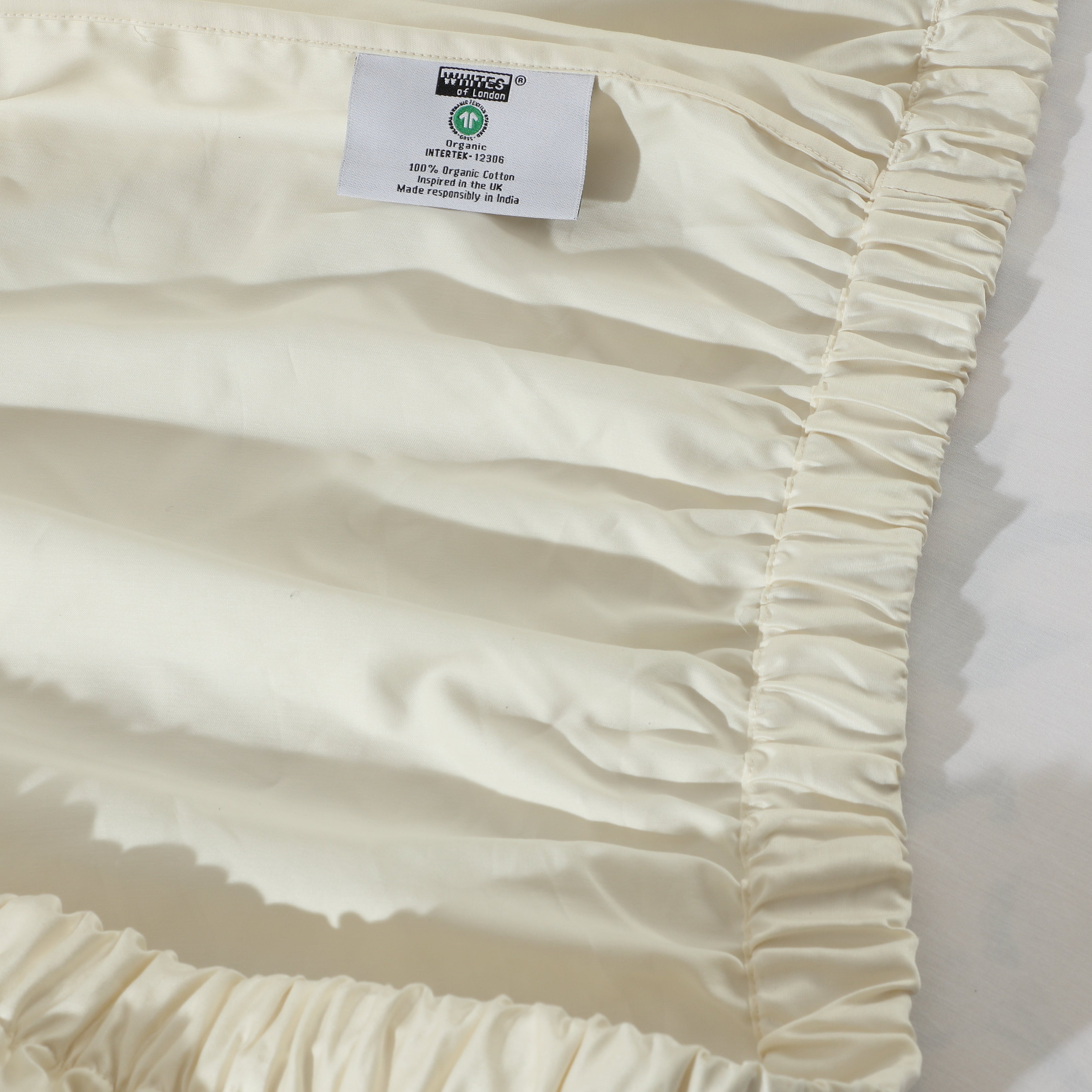 600TC 100% ORGANIC COTTON IVORY FITTED SHEET