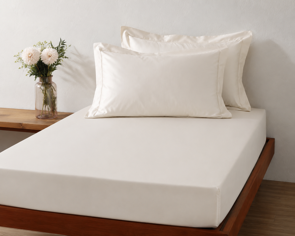 ORGANIC COTTON 600TC FITTED SHEET SET - IVORY