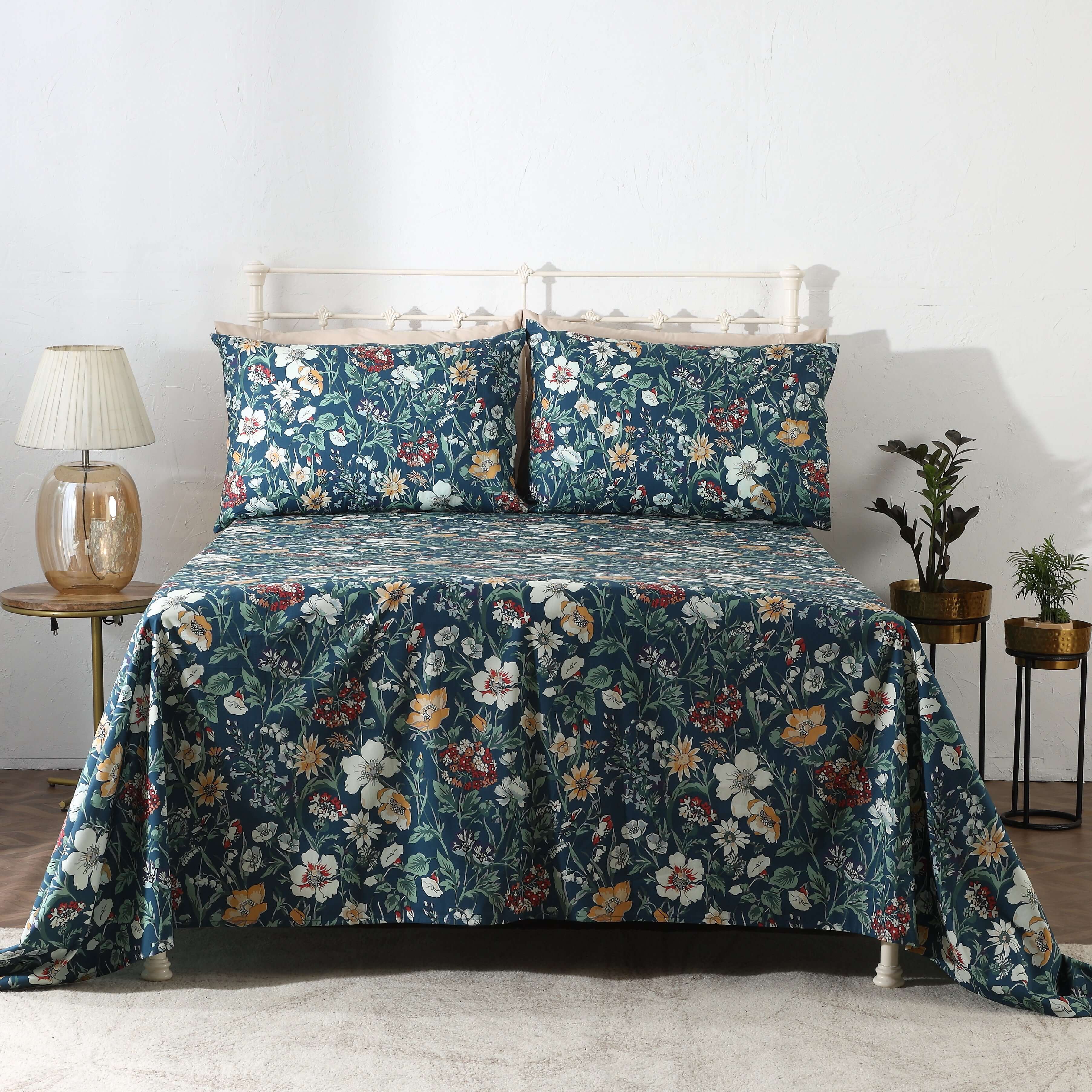 200TC PERCALE ORGANIC PRINTED SHEET SET - ADRIANA BLUE