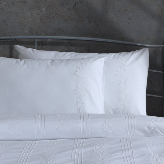 BARRIE PERCALE 200 TC PERCALE 100% ORGANIC COTTON EMBROIDERED DUVET COVER SET