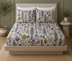 ORGANIC COTTON 200TC PRINTED FITTED SHEET SET - BOTANICAL BLISS