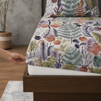 ORGANIC COTTON 200TC PRINTED FITTED SHEET SET - BOTANICAL BLISS