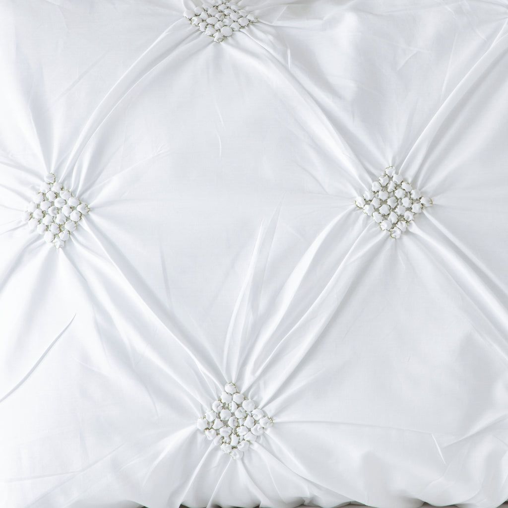 Diamond Rhapsody — organic cotton percale handcrafted rouched diamonds, 200TC, detailed view