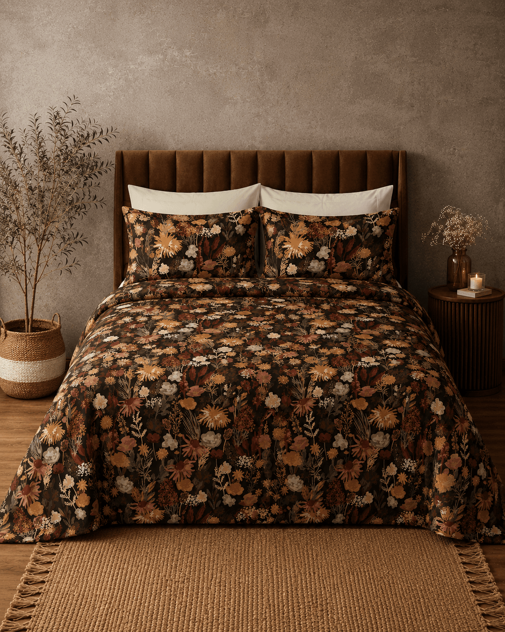 ORGANIC COTTON 200TC PERCALE PRINTED SHEET SET - EMBER GARDEN