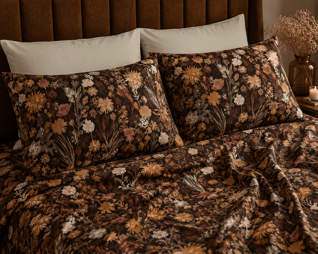 ORGANIC COTTON 200TC PERCALE PRINTED SHEET SET - EMBER GARDEN