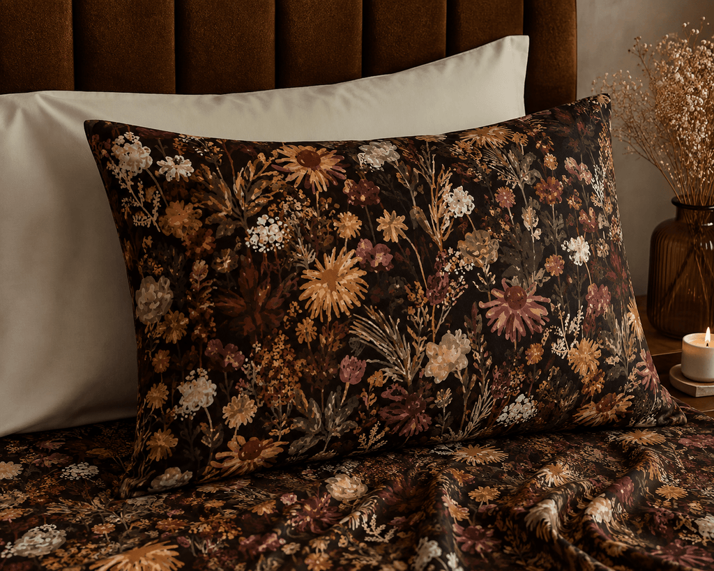 ORGANIC COTTON 200TC PERCALE PRINTED SHEET SET - EMBER GARDEN