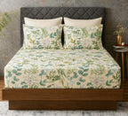ORGANIC COTTON 200TC PRINTED FITTED SHEET SET - EVERGREEN MEDLEY