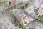 ORGANIC COTTON 200TC PRINTED FITTED SHEET SET - WHISPERING ROSE