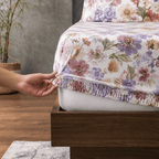 ORGANIC COTTON 200TC PRINTED FITTED SHEET SET - FLUTTER