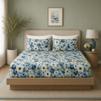 ORGANIC COTTON 200TC PRINTED FITTED SHEET SET - GARDENIA