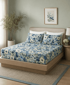 ORGANIC COTTON 200TC PRINTED FITTED SHEET SET - GARDENIA