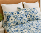 ORGANIC COTTON 200TC PRINTED FITTED SHEET SET - GARDENIA