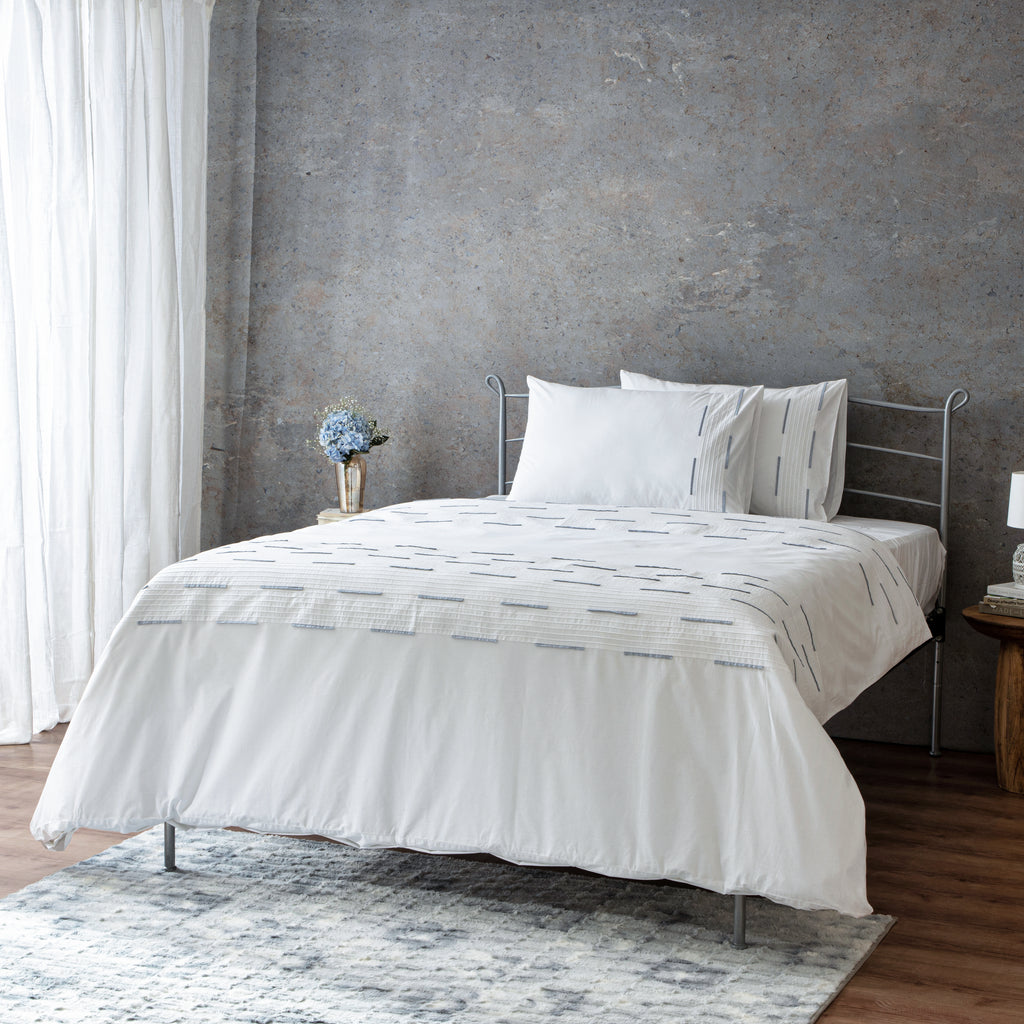 LINETTE 200 TC PERCALE 100% ORGANIC COTTON EMBROIDERED DUVET COVER SET