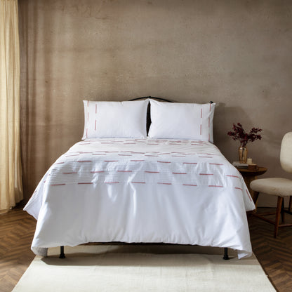 LINETTE 200 TC PERCALE 100% ORGANIC COTTON EMBROIDERED DUVET COVER SET
