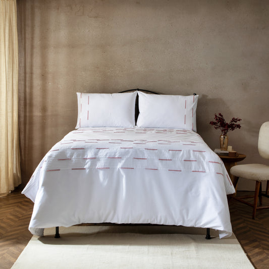 LINETTE 200 TC PERCALE 100% ORGANIC COTTON EMBROIDERED DUVET COVER SET