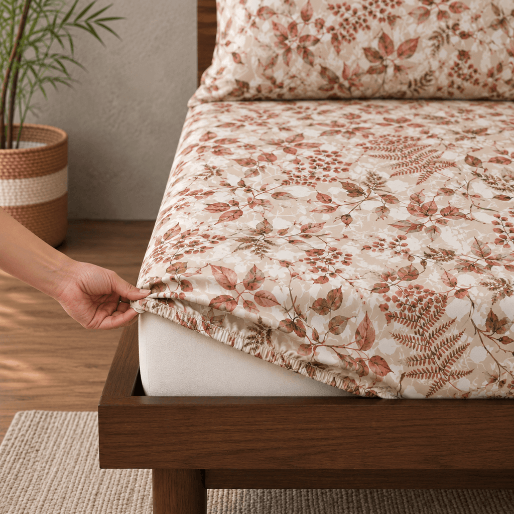 ORGANIC COTTON 200TC PRINTED FITTED SHEET SET - LIMA