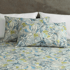 ORGANIC COTTON 200TC PRINTED FITTED SHEET SET - MEANDERING BLOSSOMS