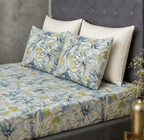 ORGANIC COTTON 200TC PRINTED FITTED SHEET SET - MEANDERING BLOSSOMS