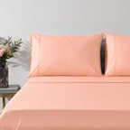 ORGANIC COTTON 200TC DYED EMBROIDERED SHEET SET - PEACH NECTAR