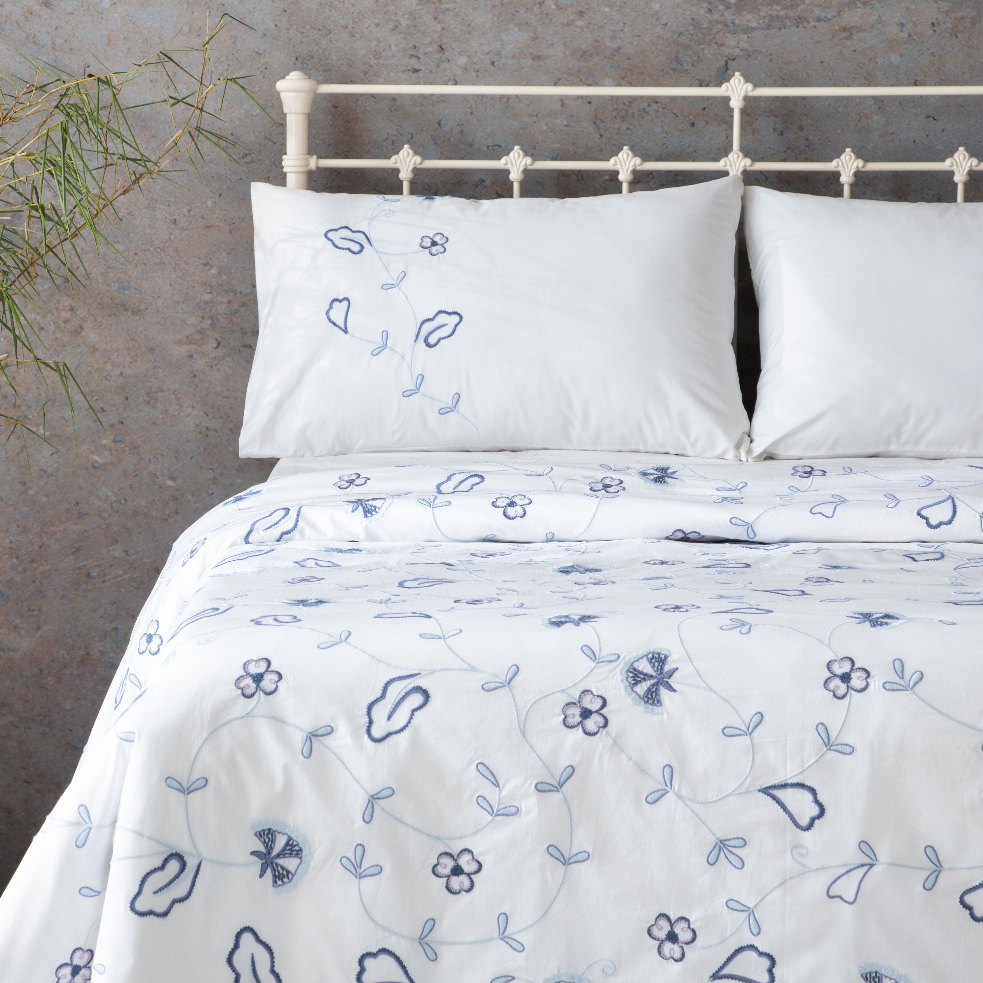 PARADISO 200 TC PERCALE 100% ORGANIC COTTON EMBROIDERED DUVET COVER SET