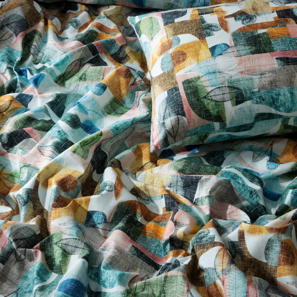 FOLIAGE 200 TC PERCALE 100% ORGANIC COTTON PRINTED DUVET COVER SET