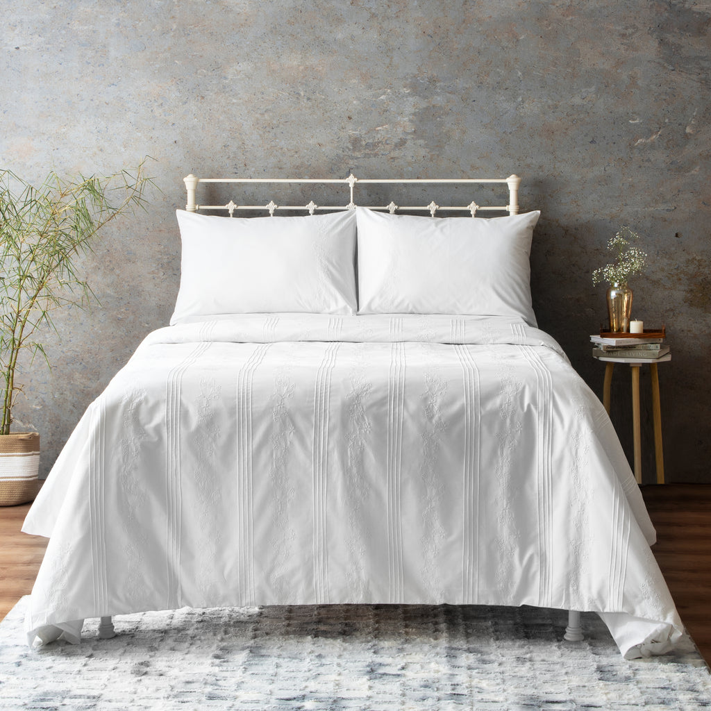 ORGANIC COTTON EMBROIDERED 200TC PERCALE DUVET COVER SET - BARRIE