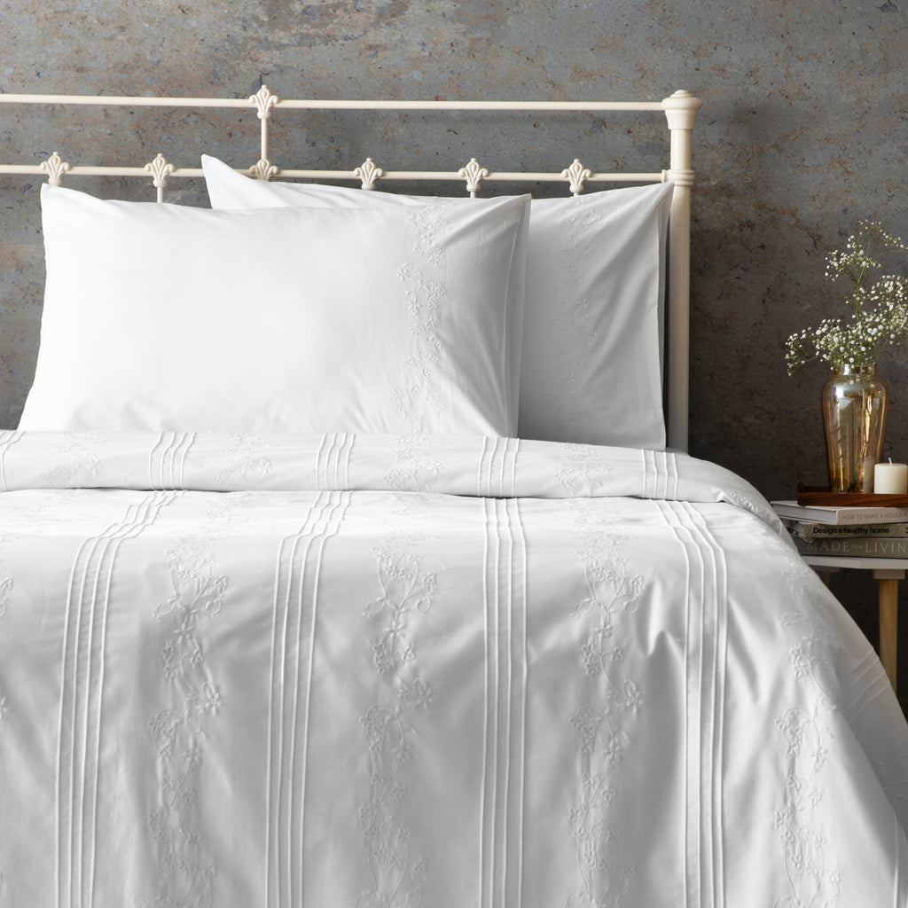 ORGANIC COTTON EMBROIDERED 200TC PERCALE DUVET COVER SET - BARRIE