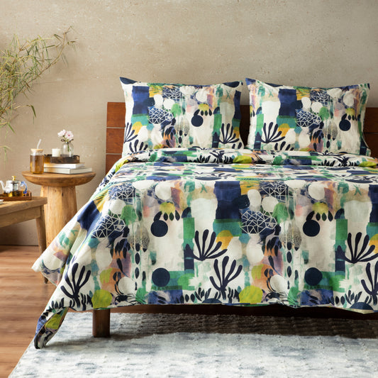 SAFARI PERCALE 100% COTTON ORGANIC PRINTED DUVET COVER SET