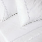 200TC WHITE ORGANIC COTTON EMBROIDERED SHEET SET - WHITE ON WHITE