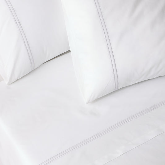 200TC WHITE ORGANIC EMBROIDERED SHEET SET - WHITE ON WHITE