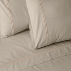 200TC ORGANIC COLOURED EMBROIDERED SHEET SET - DUNE