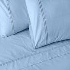 200TC ORGANIC COTTON COLOURED EMBROIDERED SHEET SET - ESTATE BLUE