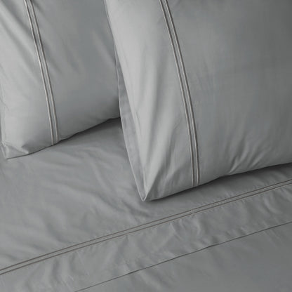 200TC ORGANIC COLOURED EMBROIDERED SHEET SET - GREYSTONE