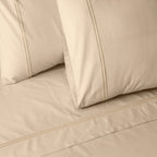 200TC ORGANIC COTTON COLOURED EMBROIDERED SHEET SET - HUMMUS