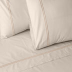 200TC ORGANIC COTTON COLOURED EMBROIDERED SHEET SET - PEACH FUZZ