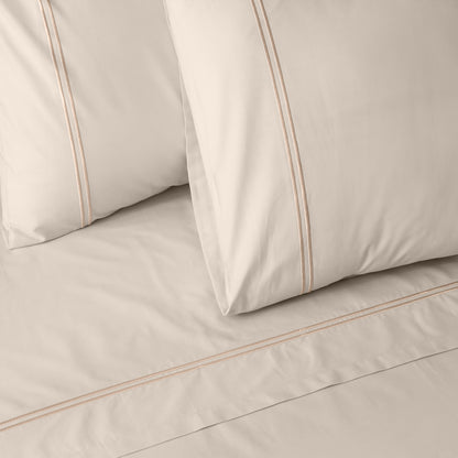 200TC ORGANIC COLOURED EMBROIDERED SHEET SET - PEACH FUZZ