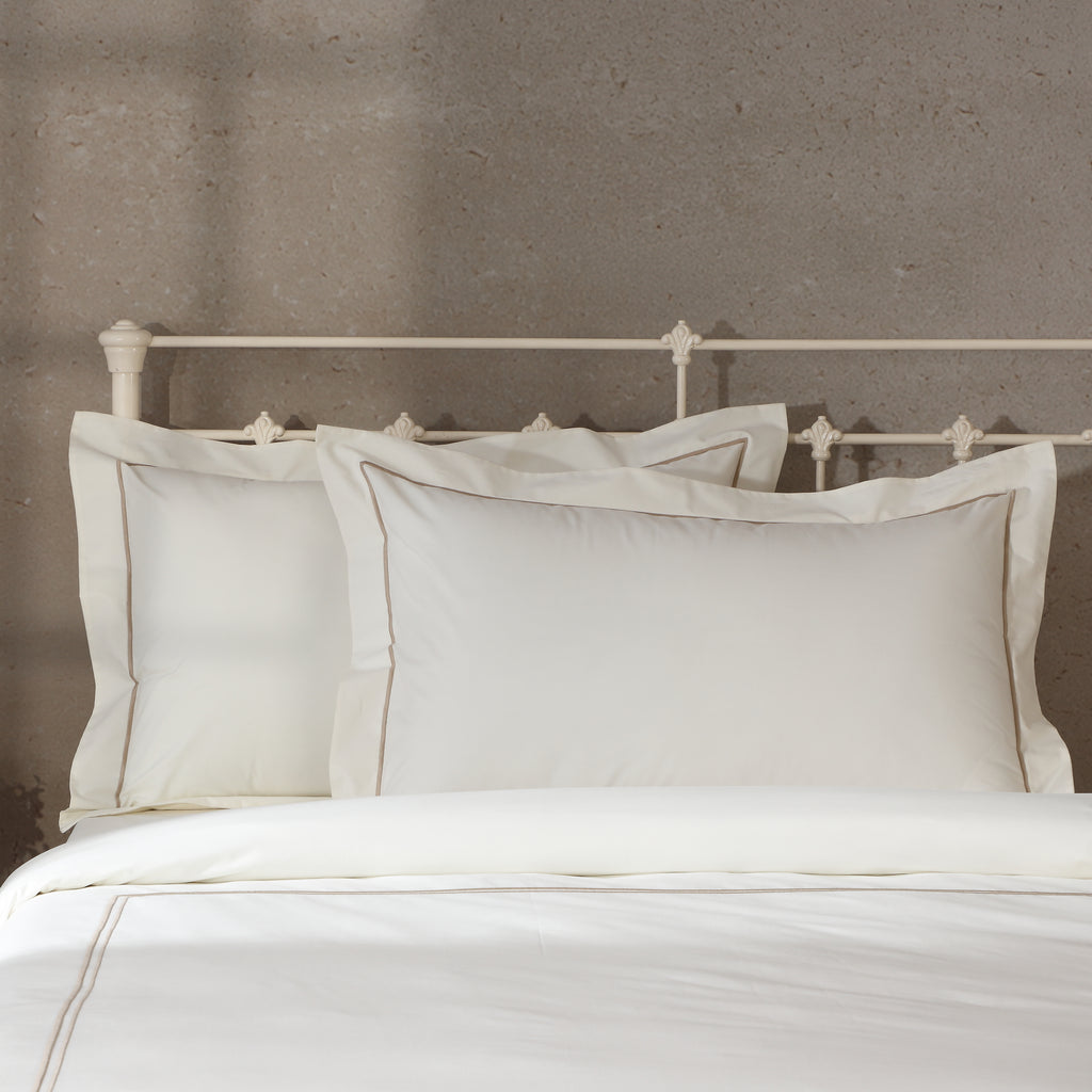 ORGANIC COTTON EMBROIDERED 200TC PERCALE DUVET COVER SET - ETHAN IVORY
