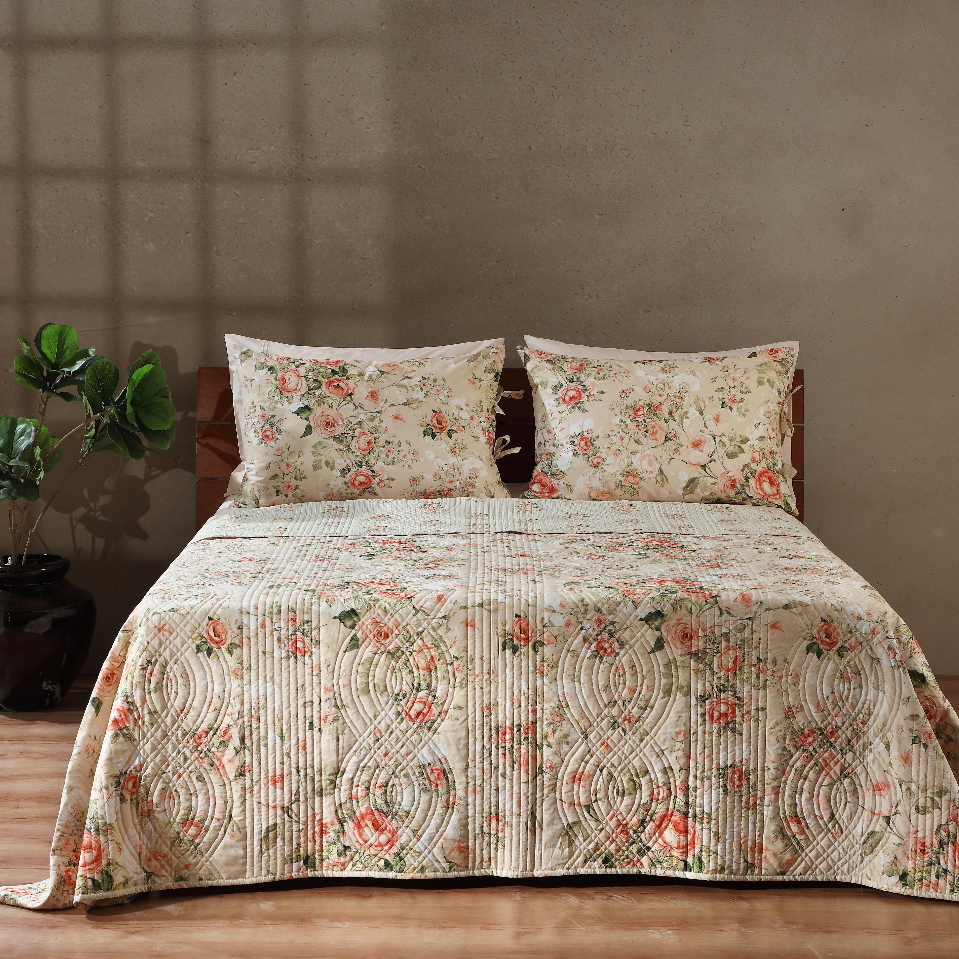 ROSETTE COTTON PERCALE REVERSIBLE DOHAR SET